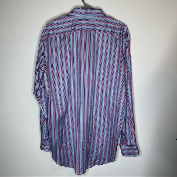 Robert Graham Size 44 17.5 (XL) Purple-Pink-Blue Striped LS Luxury Shirt - Picture 4 of 6